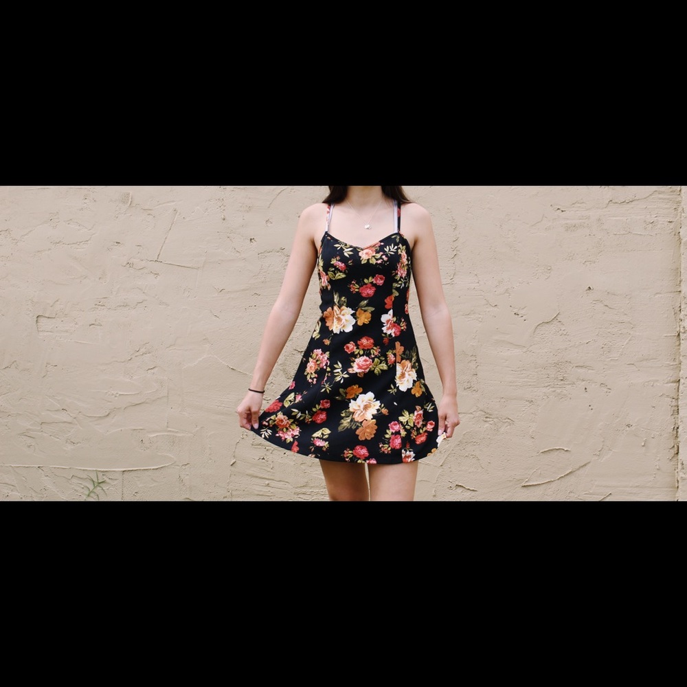 Black dress with flowers
